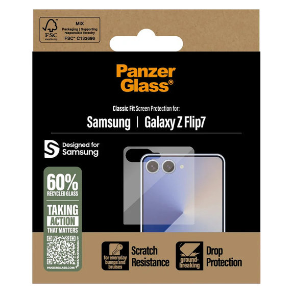Закалено стъкло Classic Fit за Samsung Galaxy Z Flip7, Прозрачно, PanzerGlass