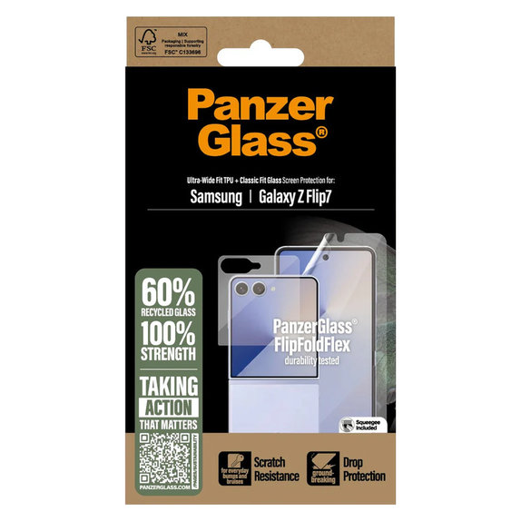 Защитно фолио UWF и закалено стъкло за Samsung Galaxy Z Flip7, Прозрачно, PanzerGlass