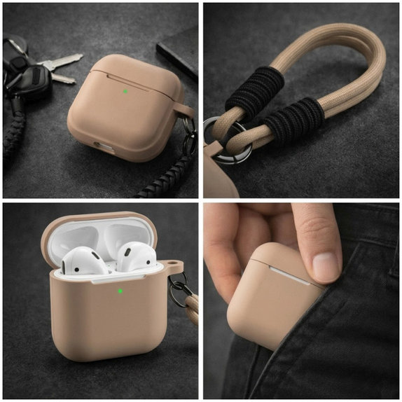 Силиконов калъф за AirPods 3, Sand Beige
