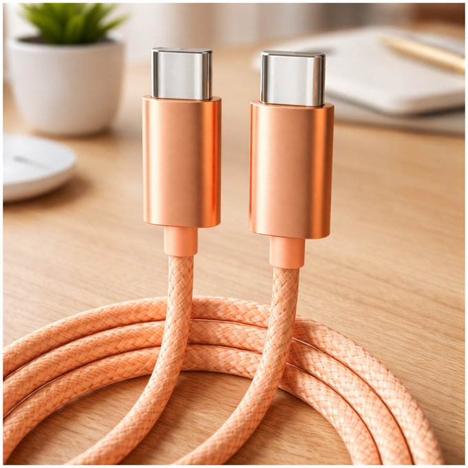 USB-C / USB-C кабел с бързо зареждане, PD 60W, 2m, Оранжев