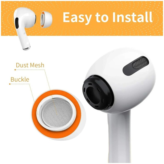 Резервни силиконови накрайници за AirPods Pro 3, Мемори пяна, M, Бял