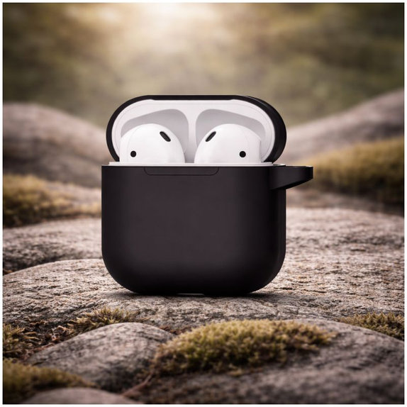 Силиконов калъф за AirPods 1 and 2, Черен