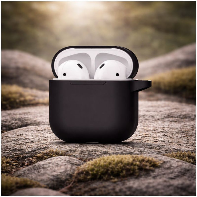 Силиконов калъф за AirPods 1 and 2, Черен