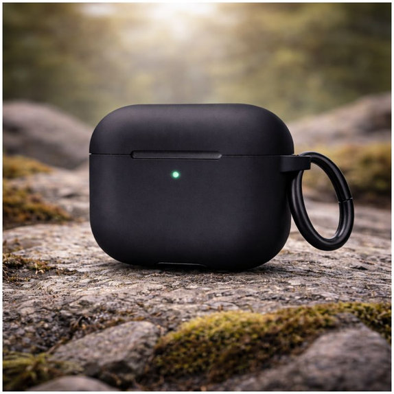 Силиконов калъф за AirPods 4, Черен