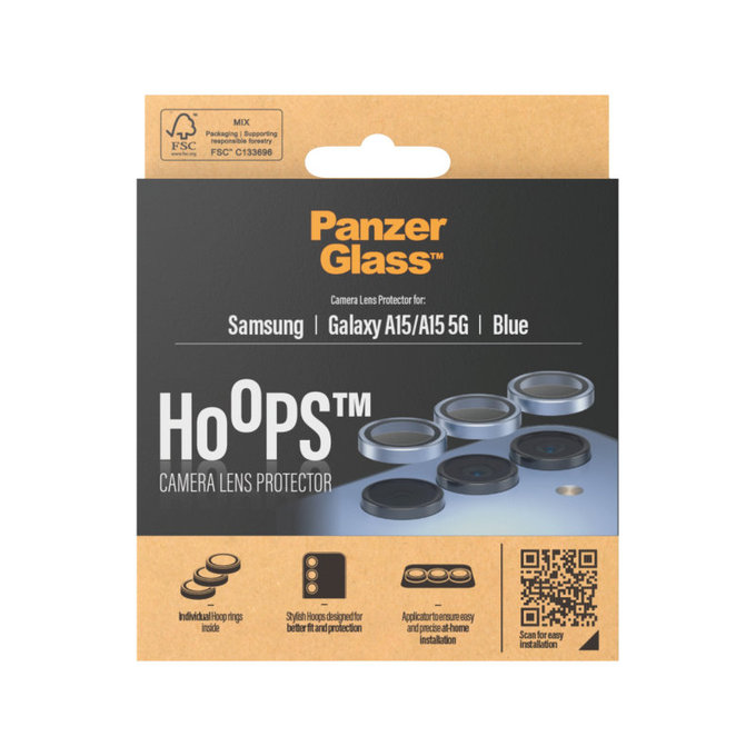 Протектор за обектив на камера Hoops за Samsung A15/A15 5G, Синьо, PanzerGlass