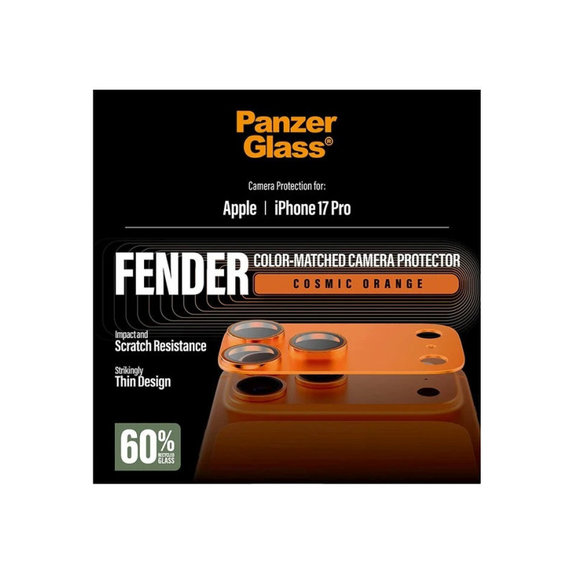Протектор за обектив на задна камера Fender за iPhone 17 Pro, Оранжево, PanzerGlass
