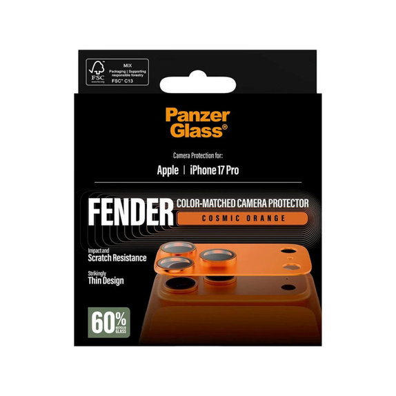 Протектор за обектив на задна камера Fender за iPhone 17 Pro, Оранжево, PanzerGlass