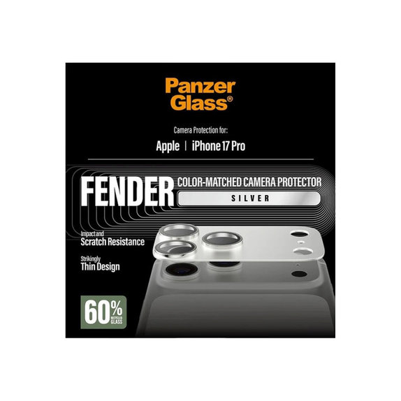 Протектор за обектив на задна камера Fender за iPhone 17 Pro, Сребристо, PanzerGlass