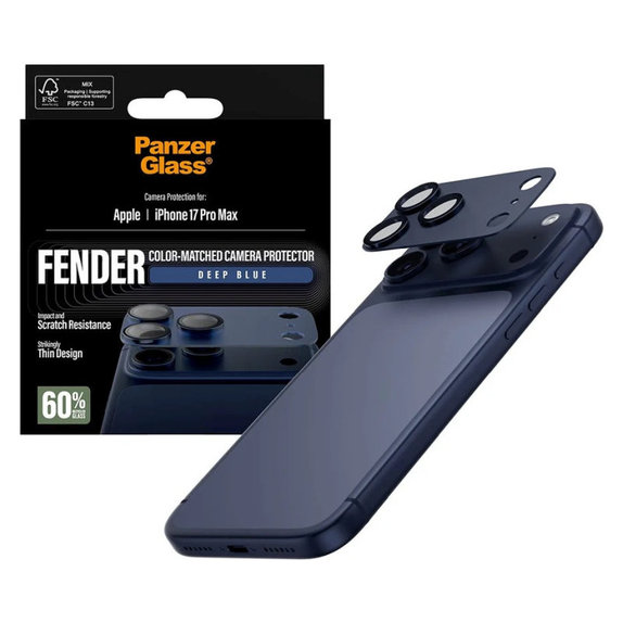 Протектор за обектив на задна камера Fender за iPhone 17 Pro Max, Синьо, PanzerGlass