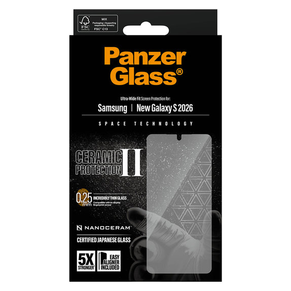 Закалено стъкло UWF Ceramic с апликатор за Samsung Galaxy S26, Прозрачно, PanzerGlass