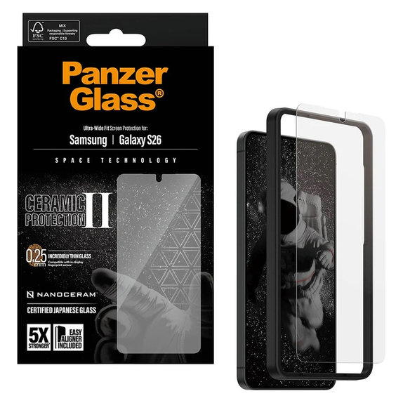 Закалено стъкло UWF Ceramic с апликатор за Samsung Galaxy S26, Прозрачно, PanzerGlass
