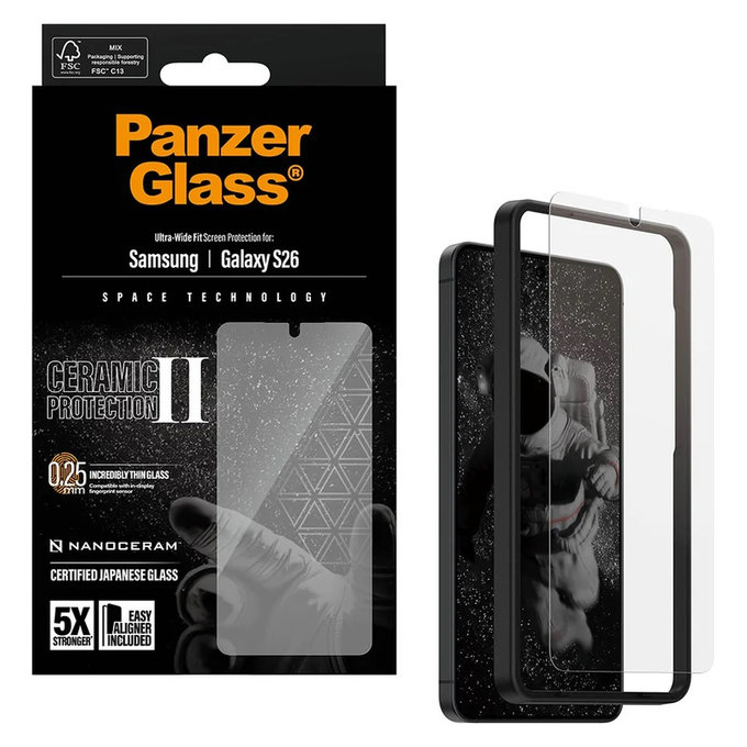 Закалено стъкло UWF Ceramic с апликатор за Samsung Galaxy S26, Прозрачно, PanzerGlass
