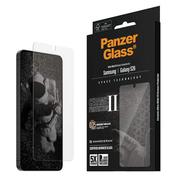Закалено стъкло UWF Ceramic с апликатор за Samsung Galaxy S26, Прозрачно, PanzerGlass