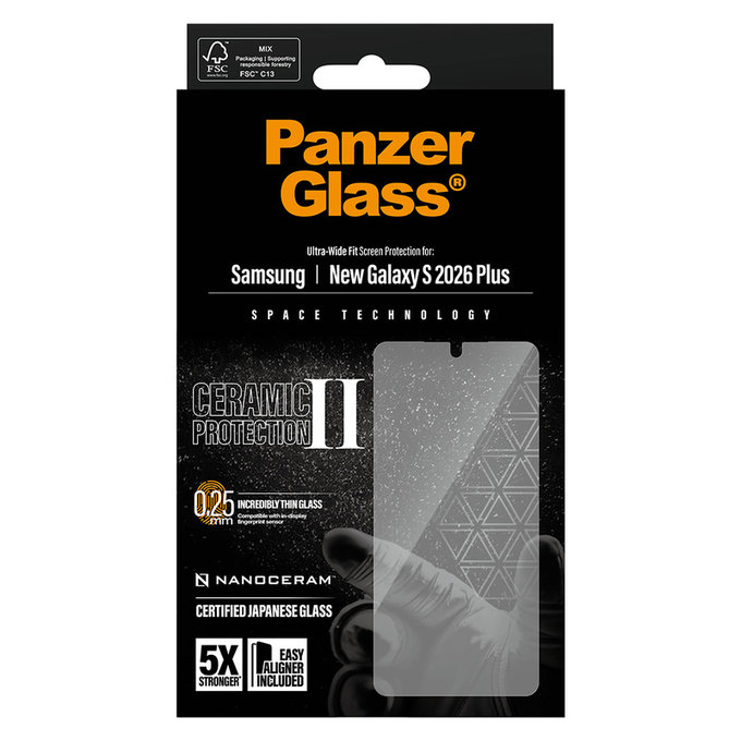 Закалено стъкло UWF Ceramic с апликатор за Samsung Galaxy S26+, Прозрачно, PanzerGlass