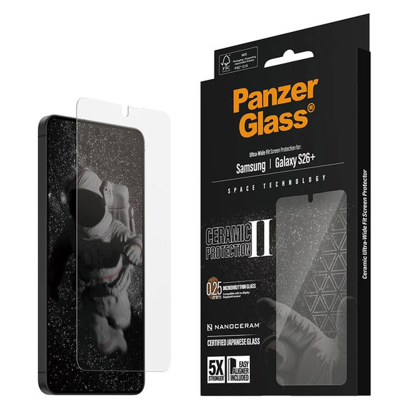 Закалено стъкло UWF Ceramic с апликатор за Samsung Galaxy S26+, Прозрачно, PanzerGlass