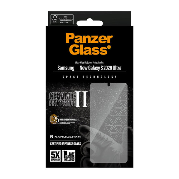 UWF Ceramic II закалено стъкло с апликатор за Samsung S26 Ultra, Прозрачно, PanzerGlass