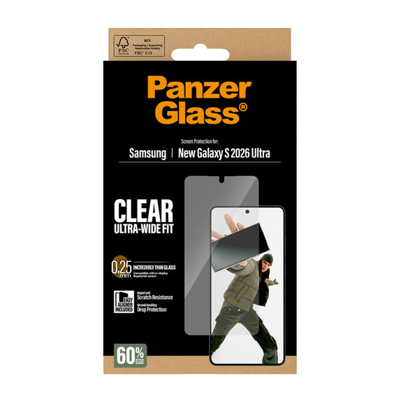 UWF закалено стъкло с апликатор за Samsung S26 Ultra, Прозрачно, PanzerGlass