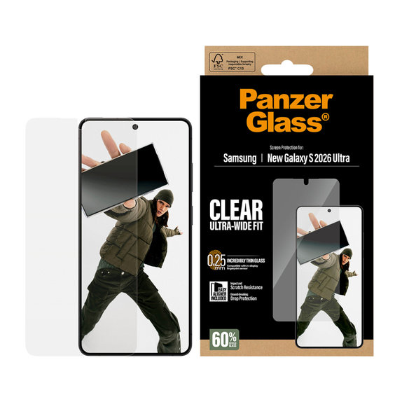 UWF закалено стъкло с апликатор за Samsung S26 Ultra, Прозрачно, PanzerGlass