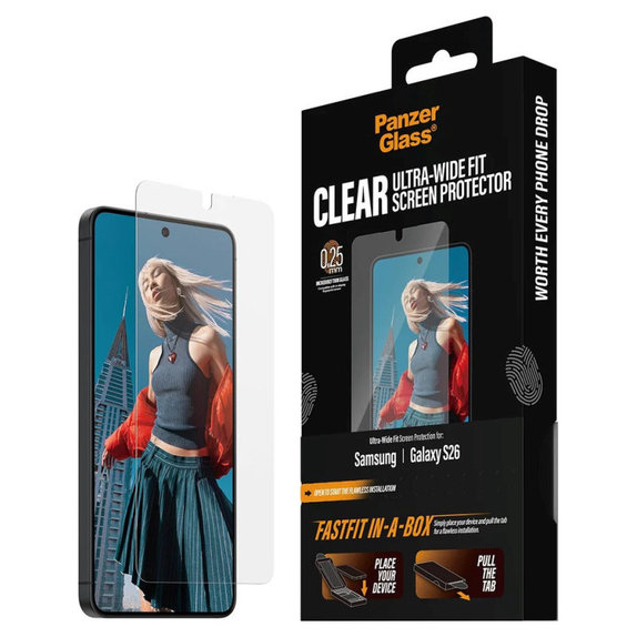 UWF закалено стъкло с FASTFIT In-A-Box за Samsung S26, Прозрачно, PanzerGlass