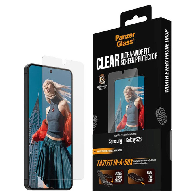 UWF закалено стъкло с FASTFIT In-A-Box за Samsung S26, Прозрачно, PanzerGlass