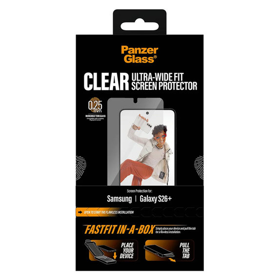 Закалено стъкло UWF с FASTFIT In-A-Box за Samsung Galaxy S26+, Прозрачно, PanzerGlass