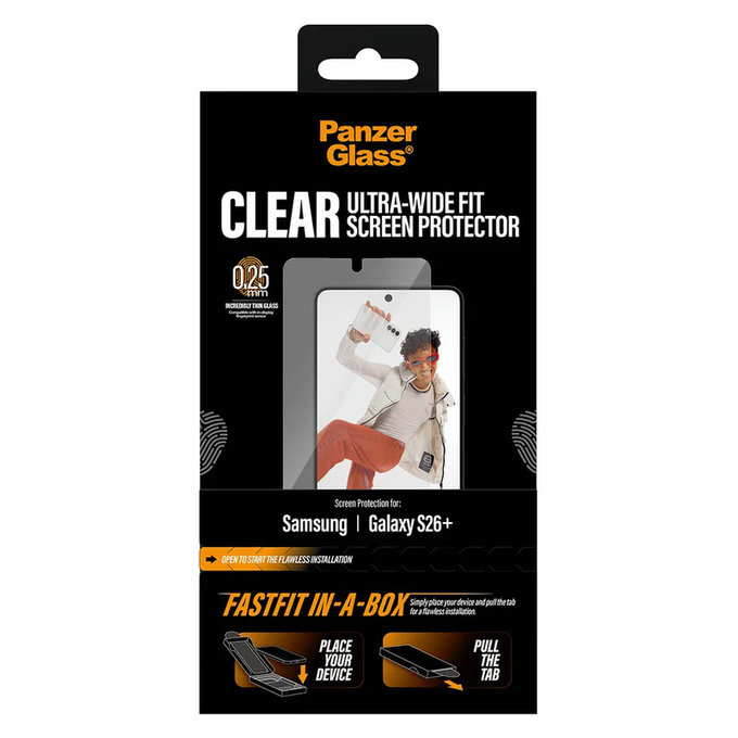 Закалено стъкло UWF с FASTFIT In-A-Box за Samsung Galaxy S26+, Прозрачно, PanzerGlass