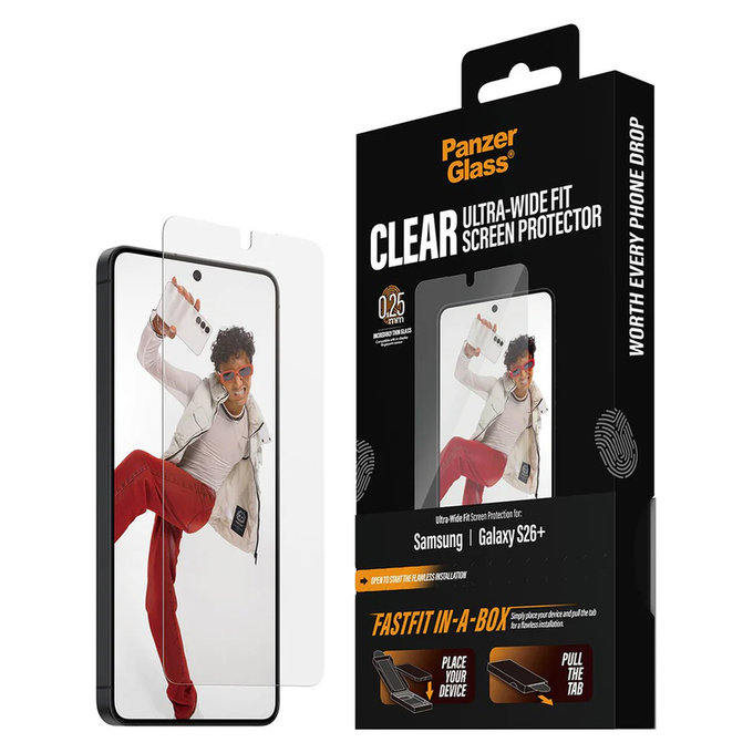 Закалено стъкло UWF с FASTFIT In-A-Box за Samsung Galaxy S26+, Прозрачно, PanzerGlass