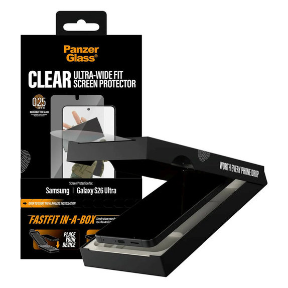 UWF закалено стъкло с FASTFIT In-A-Box за Samsung S26 Ultra, Прозрачно, PanzerGlass