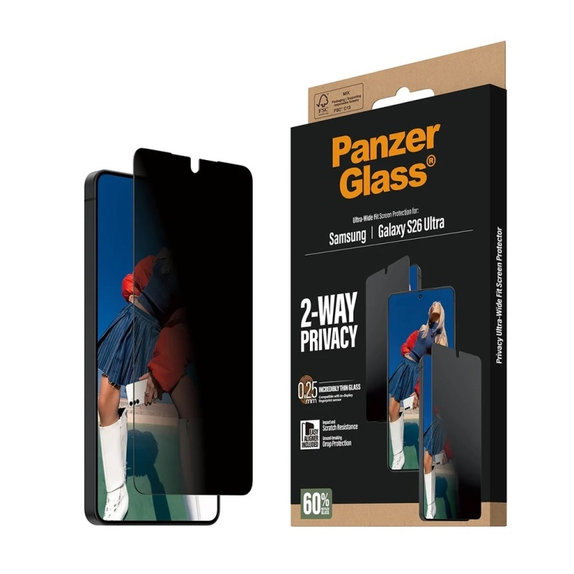 UWF 2-Way Privacy закалено стъкло с апликатор за Samsung Galaxy S26 Ultra, прозрачно, clear, PanzerGlass