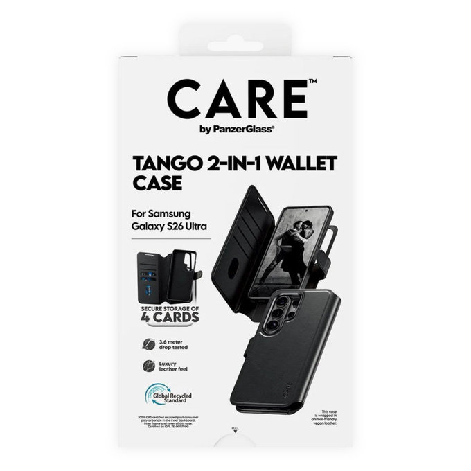 Калъф Wallet Tango Two-In-One с QI за Samsung S26 Ultra, Черно, CARE