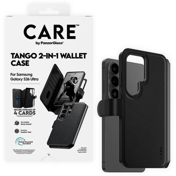 Калъф Wallet Tango Two-In-One с QI за Samsung S26 Ultra, Черно, CARE
