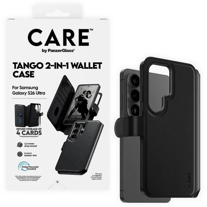 Калъф Wallet Tango Two-In-One с QI за Samsung S26 Ultra, Черно, CARE