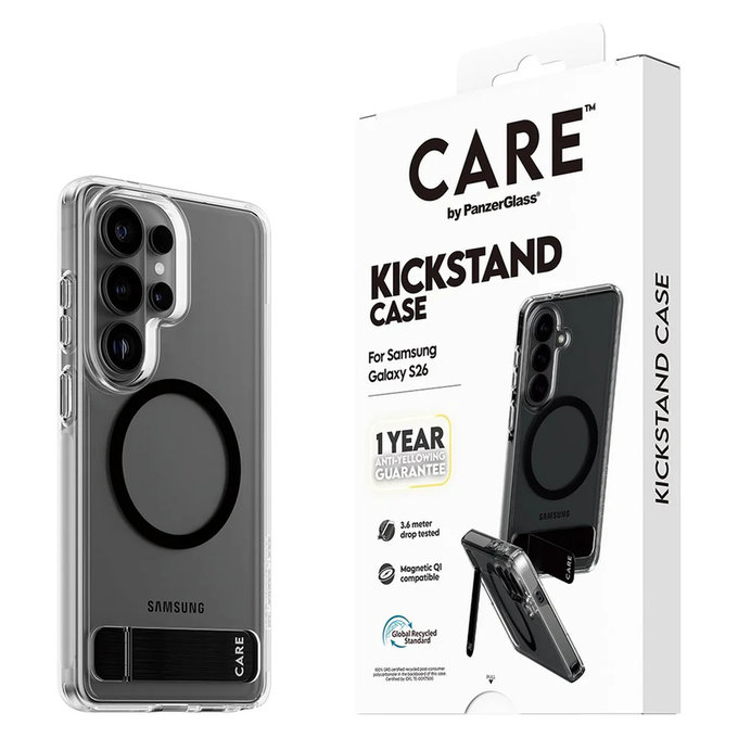 Калъф Kickstand с черно QI за Samsung Galaxy S26, Прозрачно, PanzerGlass