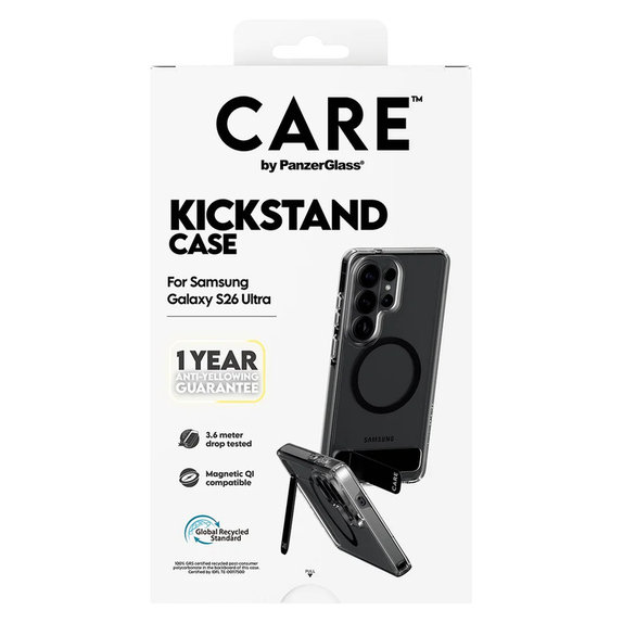 Калъф Kickstand с черно QI за Samsung Galaxy S26 Ultra, Прозрачно, PanzerGlass
