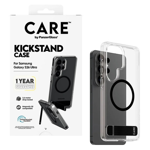 Калъф Kickstand с черно QI за Samsung Galaxy S26 Ultra, Прозрачно, PanzerGlass