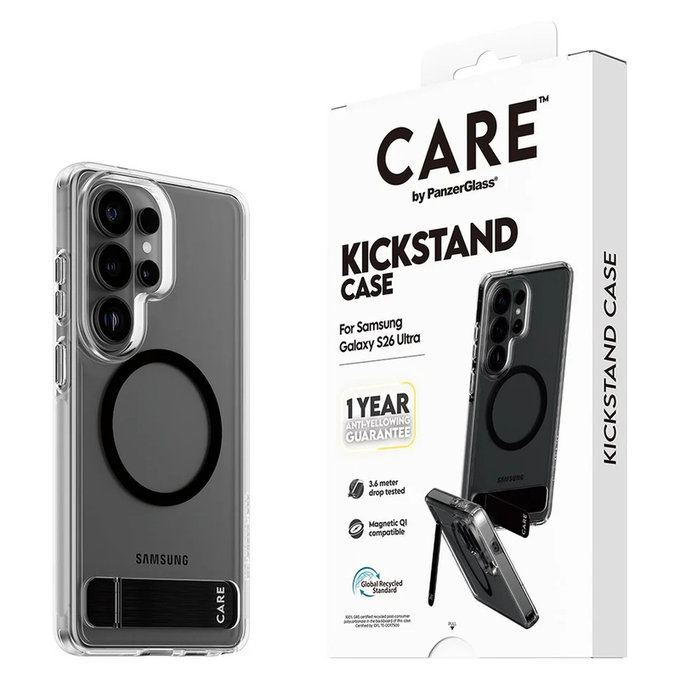 Калъф Kickstand с черно QI за Samsung Galaxy S26 Ultra, Прозрачно, PanzerGlass