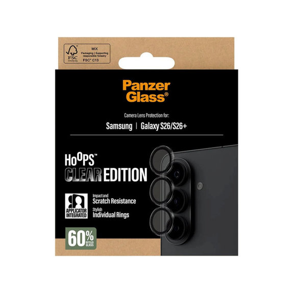 Протектор за обектив на задна камера Hoops за Samsung S26/S26+, Прозрачно, PanzerGlass