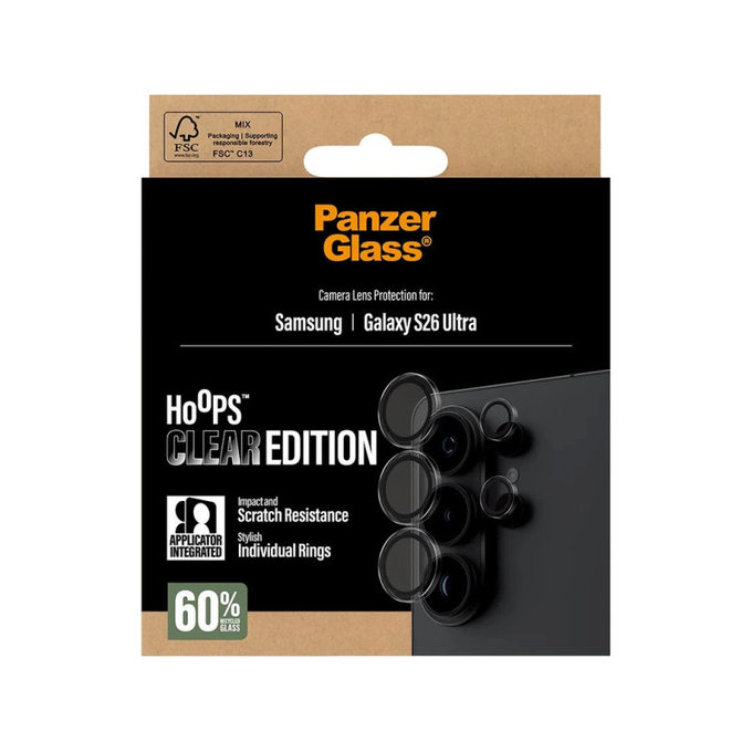 Протектор за обектив на задна камера Hoops за Samsung S26 Ultra, Прозрачно, PanzerGlass