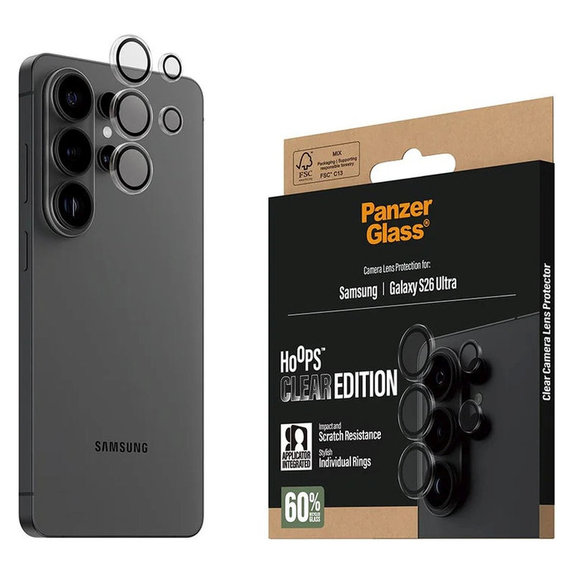 Протектор за обектив на задна камера Hoops за Samsung S26 Ultra, Прозрачно, PanzerGlass