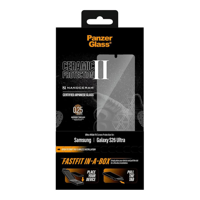 UWF Ceramic закалено стъкло с FASTFIT In-A-Box за Samsung S26 Ultra, Прозрачно, PanzerGlass