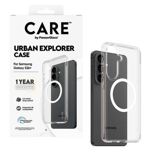 Калъф Urban Explorer с бяло QI за Samsung Galaxy S26+, Прозрачно, PanzerGlass