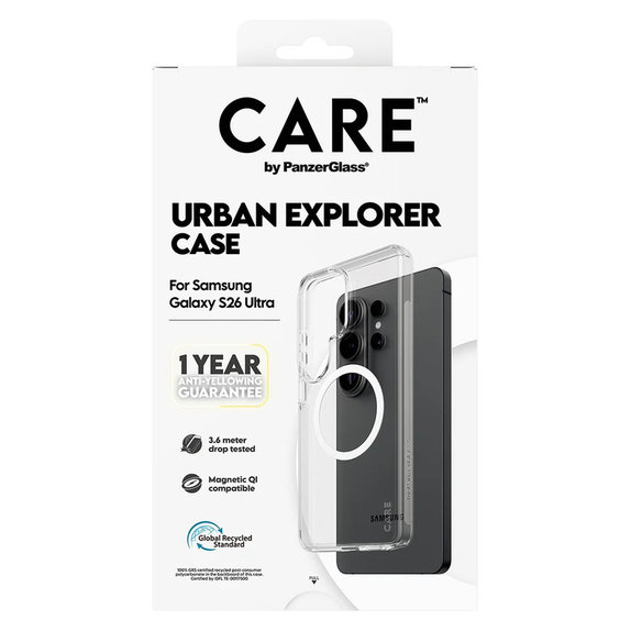 Калъф Urban Explorer с бяло QI за Samsung Galaxy S26 Ultra, Прозрачно, PanzerGlass