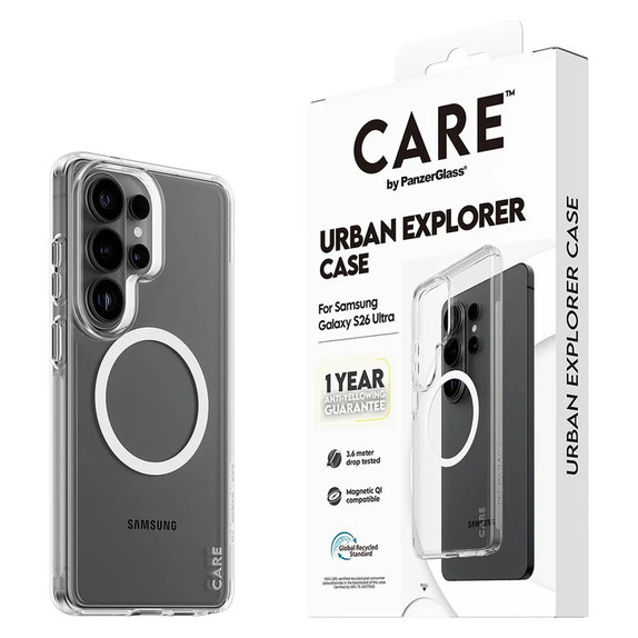 Калъф Urban Explorer с бяло QI за Samsung Galaxy S26 Ultra, Прозрачно, PanzerGlass