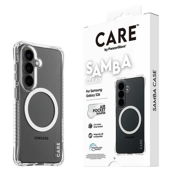 Калъф Samba с бяло QI за Samsung Galaxy S26, Прозрачно, PanzerGlass