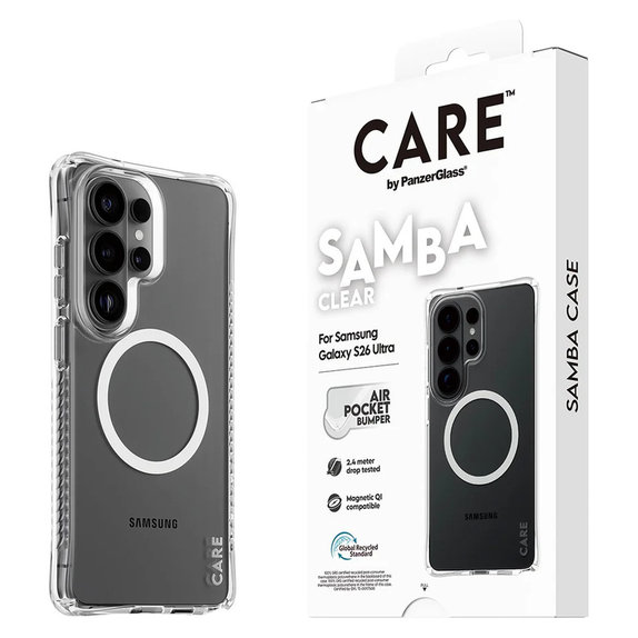 Калъф Samba с бяло QI за Samsung Galaxy S26 Ultra, Прозрачно, PanzerGlass