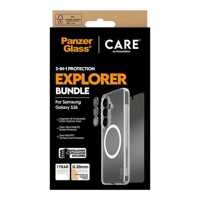 Bundle 3 в 1 Explorer за Samsung S26, PanzerGlass