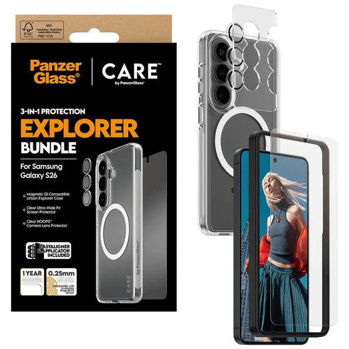 Bundle 3 в 1 Explorer за Samsung S26, PanzerGlass