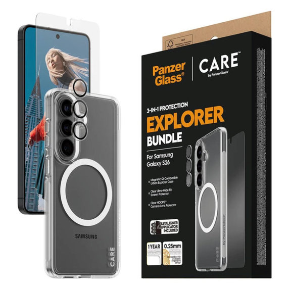 Bundle 3 в 1 Explorer за Samsung S26, PanzerGlass