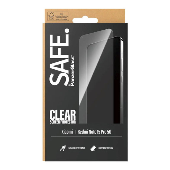 UWF закалено стъкло за Xiaomi Redmi Note 15 Pro 5G, Черно, SAFE