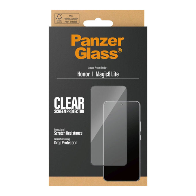 UWF закалено стъкло за Honor Magic8 Lite, Черно, PanzerGlass